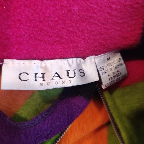 Chaus Sport Fleece Tunic Sweater Jacket Colorblock Colorful - Picture 10 of 10